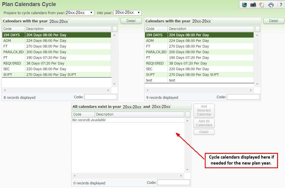 Click on Plan Calendars Cycle Add selected calendar(s).