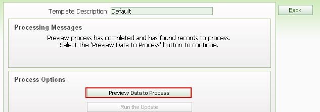 If Exceptions are found, select to Preview Data to Process.