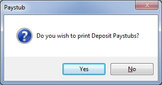 7. Verify the count and the total and then Click to complete the NACHA Run. 8. You will be prompted to print Deposit Paystubs.