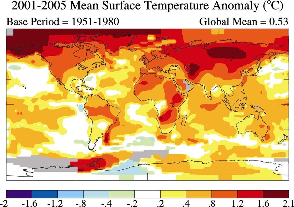 Pattern of warming is NOT spatially