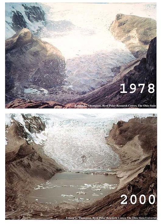 Qori Kalis Glacier, Quelccaya Ice Cap, Peru between 1978