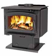 83.9% Efficiency Rating EPA Wood Burning Stove shown with standard pedestal and ash pan kit EPA Certified All stoves come standard with a fully refractory lined firebox and painted black cast iron