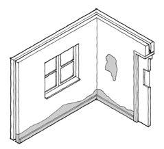 A plasterboard inner face could indicate a dry lined masonry block or a timberframed building.