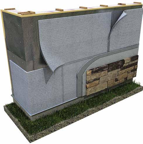 flow between the scratch coat and weather resistant barrier Allows full lath encapsulation of scratch coat without clogging the drainage plane Continuous Drainage Plane Behind Rainscreen Systems, and