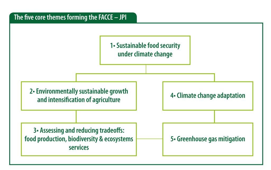 EU Food 2030 Policy Framework Bioeconomy Strategy 2020 Climate and Energy Package FACCE-JPI s Strategic Research Agenda: 5 Core