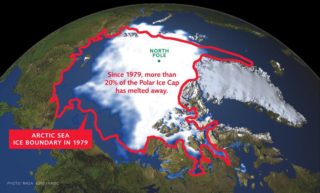The North Polar Ice Cap is disappearing (20% in 25 years -