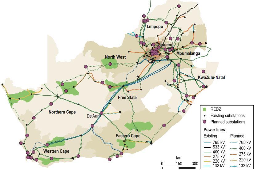 South Africa Renewable Energy Development Zone (REDZ) 8 REDZ approved in 2016 - Based on grid expansion and areas most appropriate for VRE
