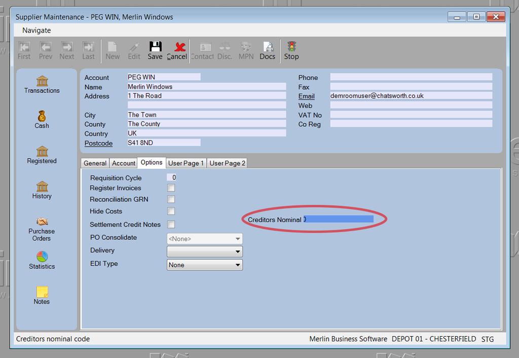 New Supplier and Customer Specific Nominal Codes for Total Posting A new Nominal Code field has been introduced in both