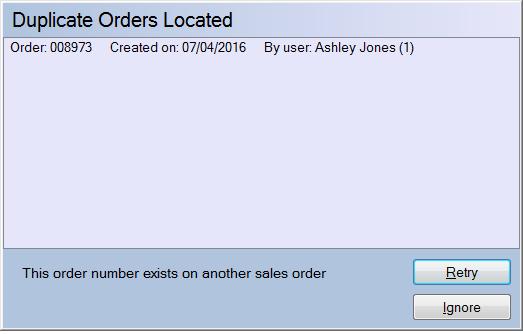 Sales Order Processing SOP/185 Duplicate Customer Order Days When an order number is added to order details, this Control Code will force a search of historic invoices for the number of