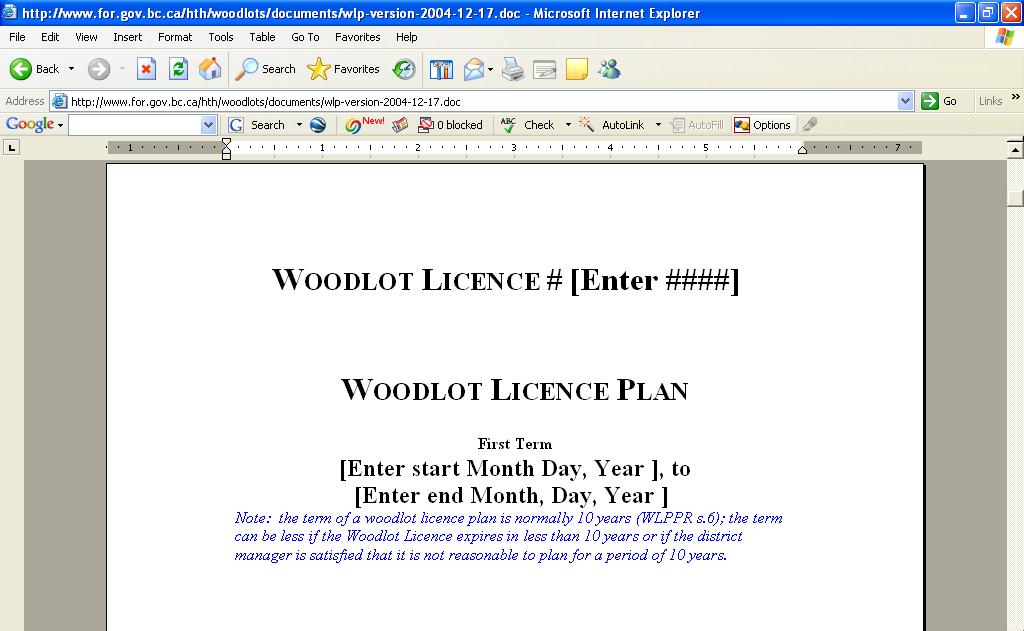 5 Woodlot Licence Plan Template A large part of the workshop will be spent filling out a