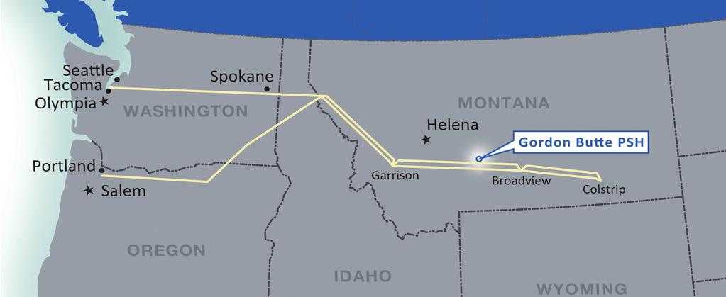 INTERCONNECTION AND TRANSMISSION THE PROJECT WILL INTERCONNECT INTO THE MAJOR TRANSMISSION BACKBONE IN THE PACIFIC NORTHWEST Gordon Butte PSH will connect into the Colstrip twin-500 kv transmission