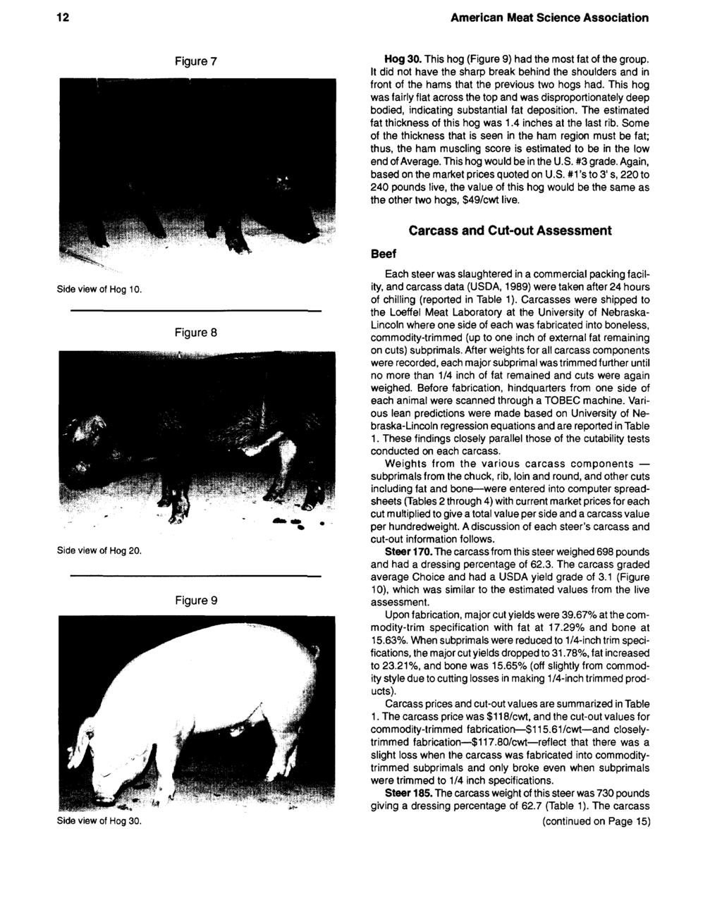 12 American Meat Science Association Figure 7 Hog 30. This hog (Figure 9) had the most fat of the group.