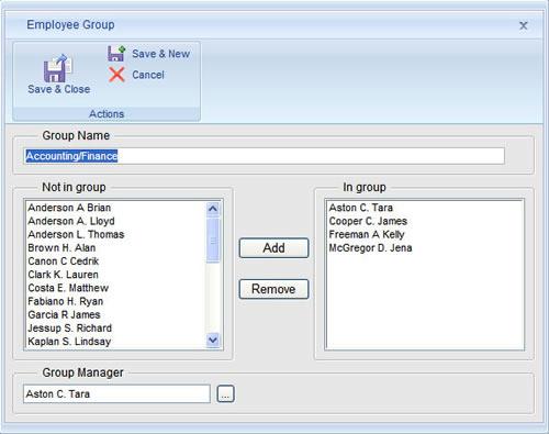 3. Click the Save & New Action to create additional employee groups. Once you ve finished adding employee groups click on the Save & Close Action.