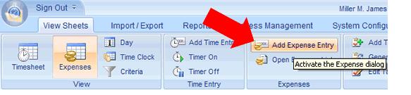 To make an expense entry from the Expense Entry dialog 1.