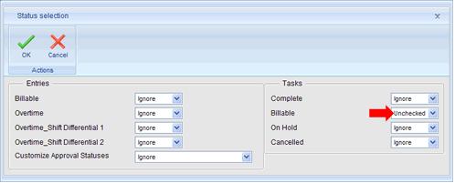 Billable status to Unchecked. This will filter the reporting data in this column to show only those entries against tasks that are designated as Not Billable (illustrated below).