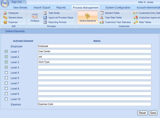 Define Employees and Elements Now that you ve defined your company s Task Element framework, the next step is to define your company s employees and element items within Office Timesheets.