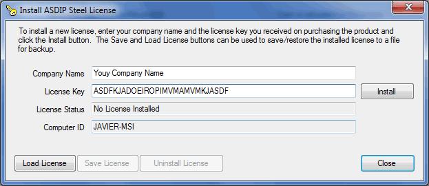 In this dialog box you enter your company name and the license key that you just received in your email inbox.