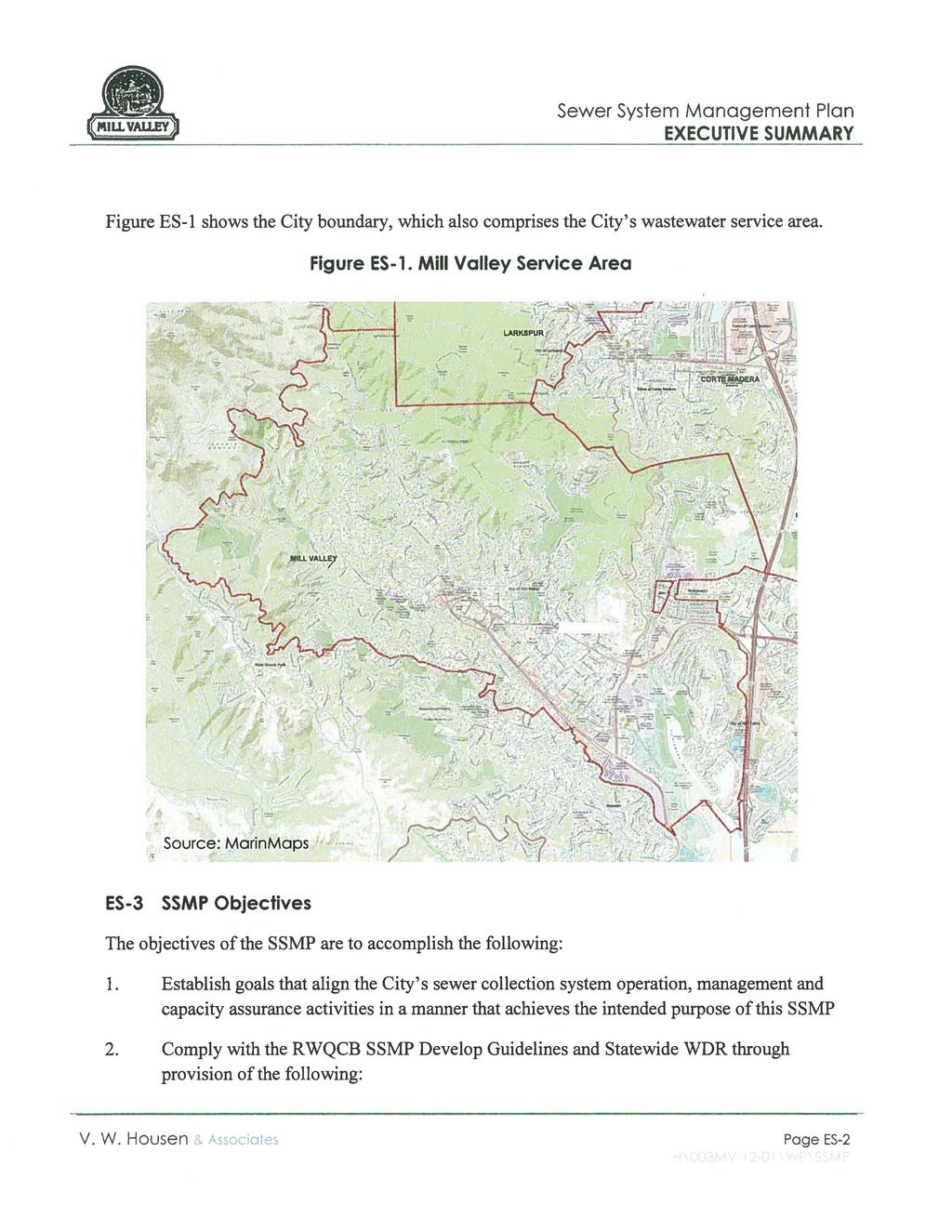 Sewer System Management Plan Figure ES-1 shows the City boundary, which also comprises the City's wastewater service area. Figure ES-l. Mill Valley Service Area _...(.