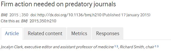 Predatory journals These are publications taking fees without