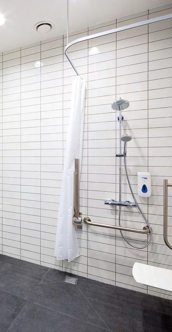 Used in the exterior entrance passage and in the access shower rooms. A lightly spceckled beige tile from the Formulate range, Ellenor was fitted in the apartments.