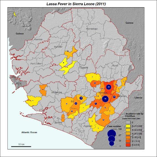 LF Results Analysis by Place Map of Cases in Sierra Leone 2008 2009 2010 LF cases identified from districts that had previously not