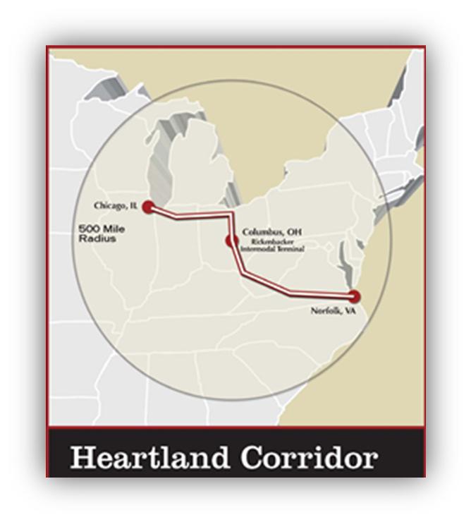 National The Heartland Corridor was completed in 2010 and was one of the largest railroad capital projects in recent history.