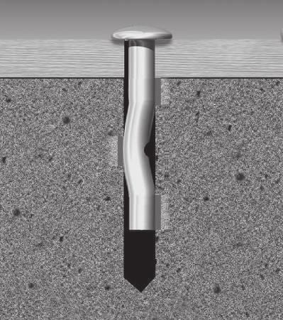 The anchor holds based on a friction principle the shank diameter is larger than the drill hole size. Anchors shall be installed with carbide-tipped hammer drill bits made in accordance to ANSI B212.