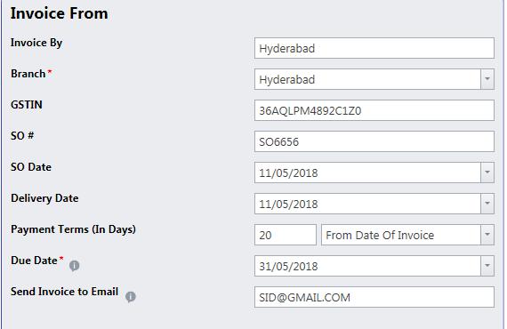 In Invoice To User should select the following details. Party type as B2B or B2C party name Location - Once the location is selected, party ID will be populated.