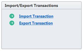 10. Import / Export Transactions: Import / Export Transactions tile is to maintain 10.