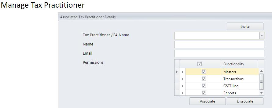 User can select the Tax practitioner /CA from the dropdown in Tax practitioner / CA Name field.