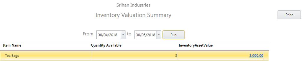 Valuation Summary Report, user will be routed to the date selection screen.