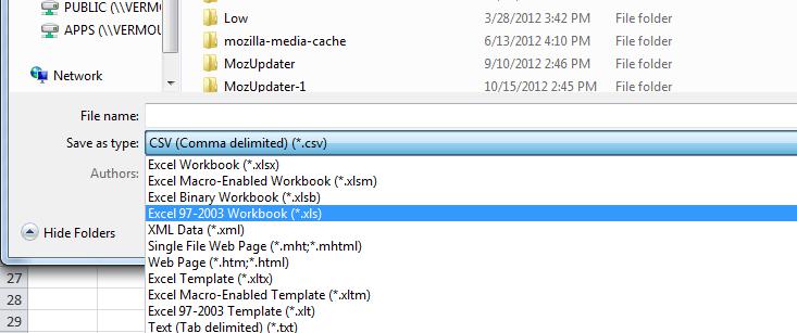 Excel worksheet. The resulting file has a.csv extension.