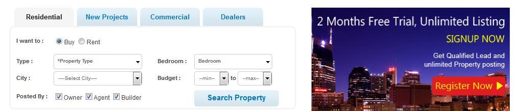 Features and Functions: Search Property type Search City Search Location Search Budget Search Amenities Search By other options Advance Search Search