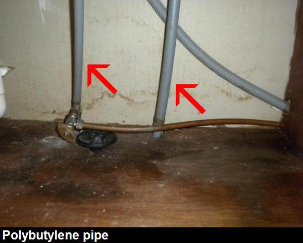 PLUMBING WATER SUPPLY: WASTE DISPOSAL SYSTEM: TYPE: Public. MAIN SUPPLY PIPE: Polybutylene. The main supply pipe is polybutylene. This material was involved in a class action lawsuit that has expired.