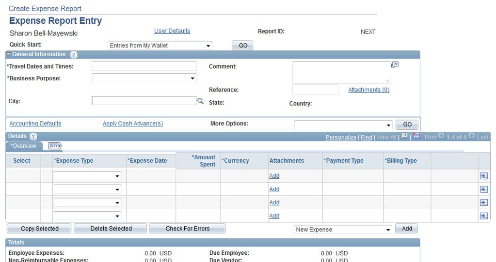 Navigation to Create an Expense Report: In Financials,