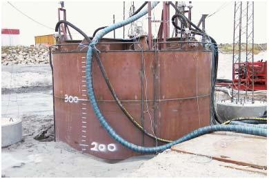Figure 11. The critical suction has been achieved and soil failure by piping has occurred. Installation. Performance at static loads. In service performance.