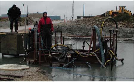 The installation of the prototype foundation at the test site in Frederikshavn is the largest completed installation in shallow water. The installation is shown by figure 13.