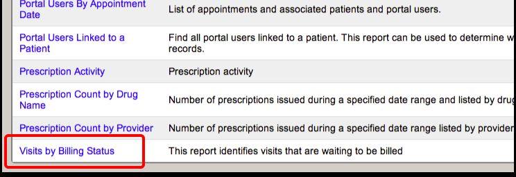 Visits by Billing Status Use to