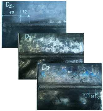 Measurements To evaluate cracks created by residual stress with cast iron electrode and welding procedure specification, three flaw speciments with longutudinal cracks have been proposed
