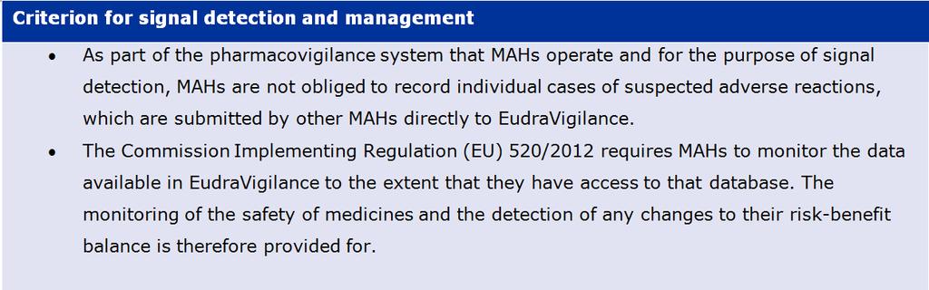 Note for clarification: ICSRs accessed by MAHs prospectively in EV as of 22 Nov