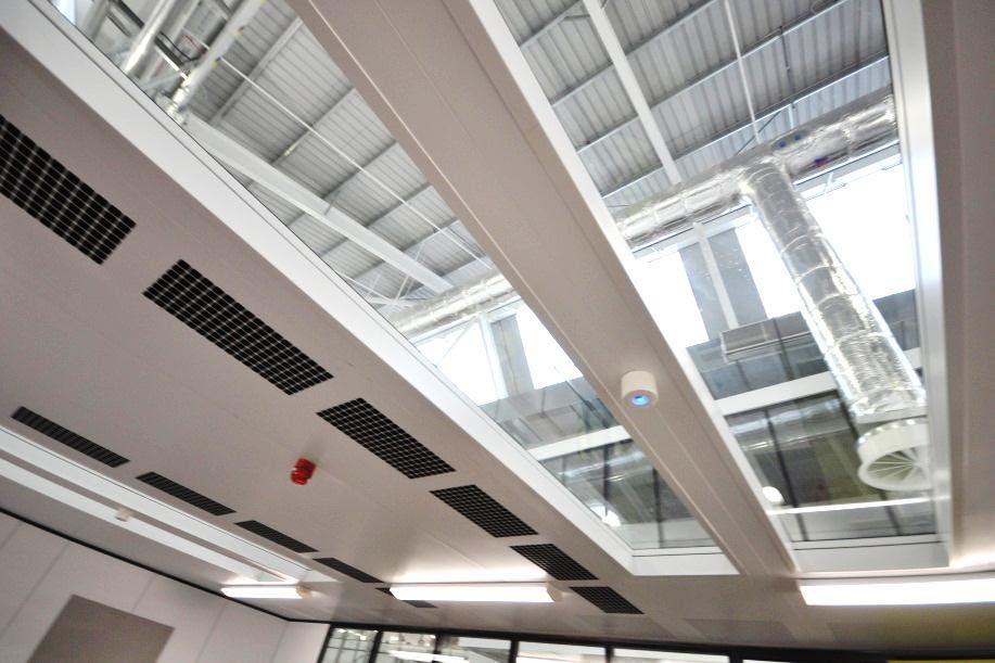 Walk on ceiling panels were developed for facilities requiring full accessibility in the plenum or interstitial space.