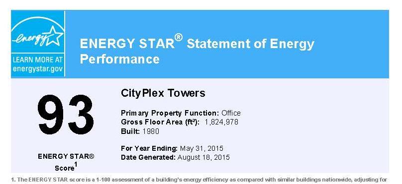 CityPlex Towers has had an energy star