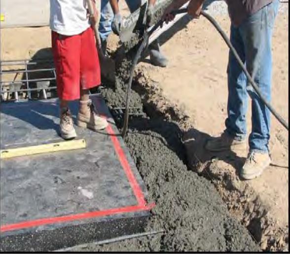 3 5 days Section 5 Installation contractor should utilize a vibrator when pouring the final concrete pour to insure all air voids are removed from the slab.