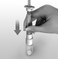 4 Push the syringe down until it clicks Keep the BIO-SET on the flat surface and hold the syringe by