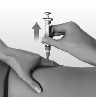 Allow the skin to dry. With one hand, stretch the skin around the injection site. Relax your muscle.