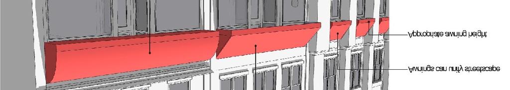 These elements add value and are encouraged: Awnings create visual interest, shield pedestrians from