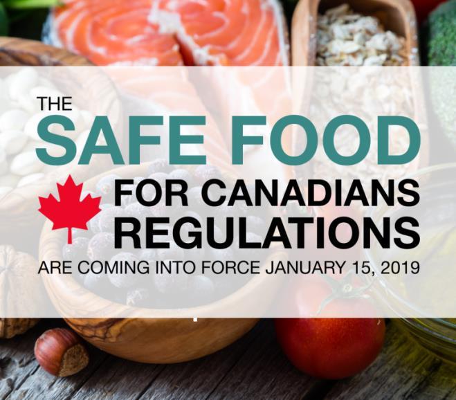 Safe Food for Canadians Regulations (SFCR) June 13, 2018 Published in Canada Gazette, Part II January 15, 2019 Came into force o Some requirements will need to be met