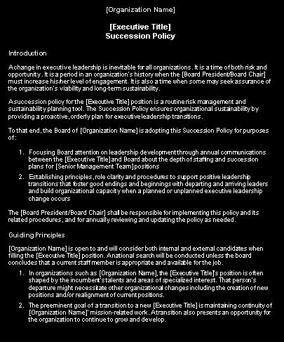 Sample: Succession Policy