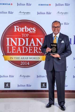 Awards and Accolades Forbes Top Indian Leader In The Arab World 2014 to Mr. Ramesh S.
