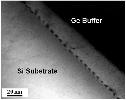 nm was grown. A cross sectional transmission electron microscopy (TEM) image of the Ge/Si interface is shown in Fig. 6.